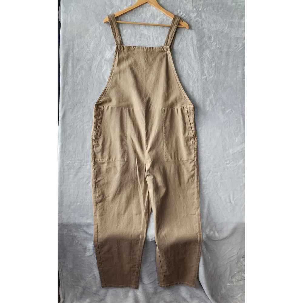 Eileen Fisher Bib Overalls Womens Size Large Organic Cotton Hemp Stretch Ankle